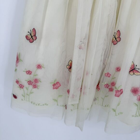 Jona Michelle Girls Size 6 Spring Easter Dress Satin & Embroidered Butterfly - Picture 6 of 7